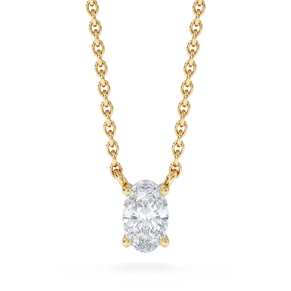 Wanderlust Floating Oval Cut Lab Diamond Solitaire Necklace 0.33ct H/SI in 18K Gold Vermeil