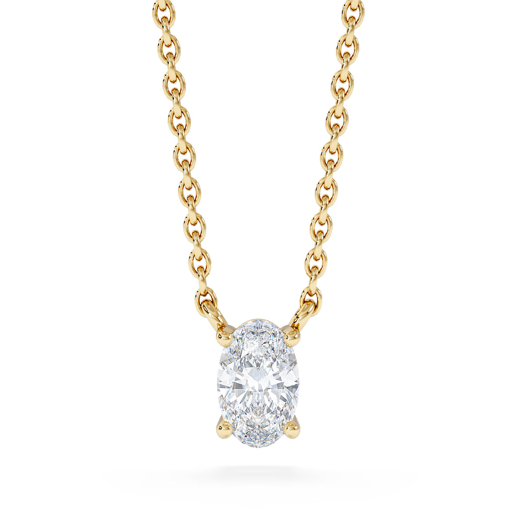 Wanderlust Floating Oval Cut Lab Diamond Solitaire Necklace 0.33ct H/SI in 18K Gold Vermeil