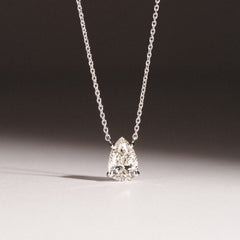 Wanderlust Floating Pear Cut Lab Diamond Solitaire Necklace 1.00ct H/Si in 9K White Gold
