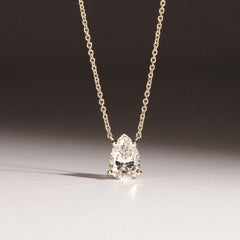 Wanderlust Floating Pear Cut Lab Diamond Solitaire Necklace 1.00ct H/SI in 9K Gold