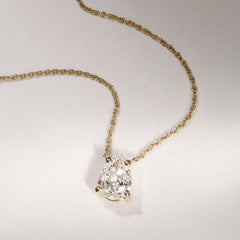 Wanderlust Floating Pear Cut Lab Diamond Solitaire Necklace 1.00ct H/SI in 9K Gold