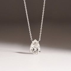 Wanderlust Floating Pear Cut Lab Diamond Solitaire Necklace 1.50ct H/Si in 9K White Gold