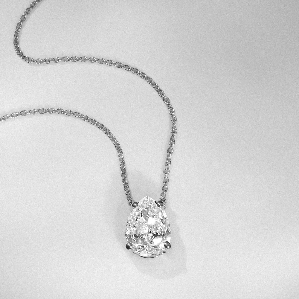 Wanderlust Floating Pear Cut Lab Diamond Solitaire Necklace 1.50ct H/Si in 9K White Gold