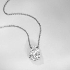 Wanderlust Floating Pear Cut Lab Diamond Solitaire Necklace 1.50ct H/Si in 9K White Gold