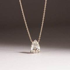 Wanderlust Floating Pear Cut Lab Diamond Solitaire Necklace 1.50ct H/SI in 9K Gold
