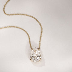 Wanderlust Floating Pear Cut Lab Diamond Solitaire Necklace 1.50ct H/SI in 9K Gold