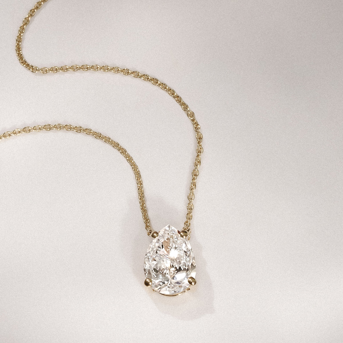 Wanderlust Floating Pear Cut Lab Diamond Solitaire Necklace 1.50ct H/SI in 9K Gold