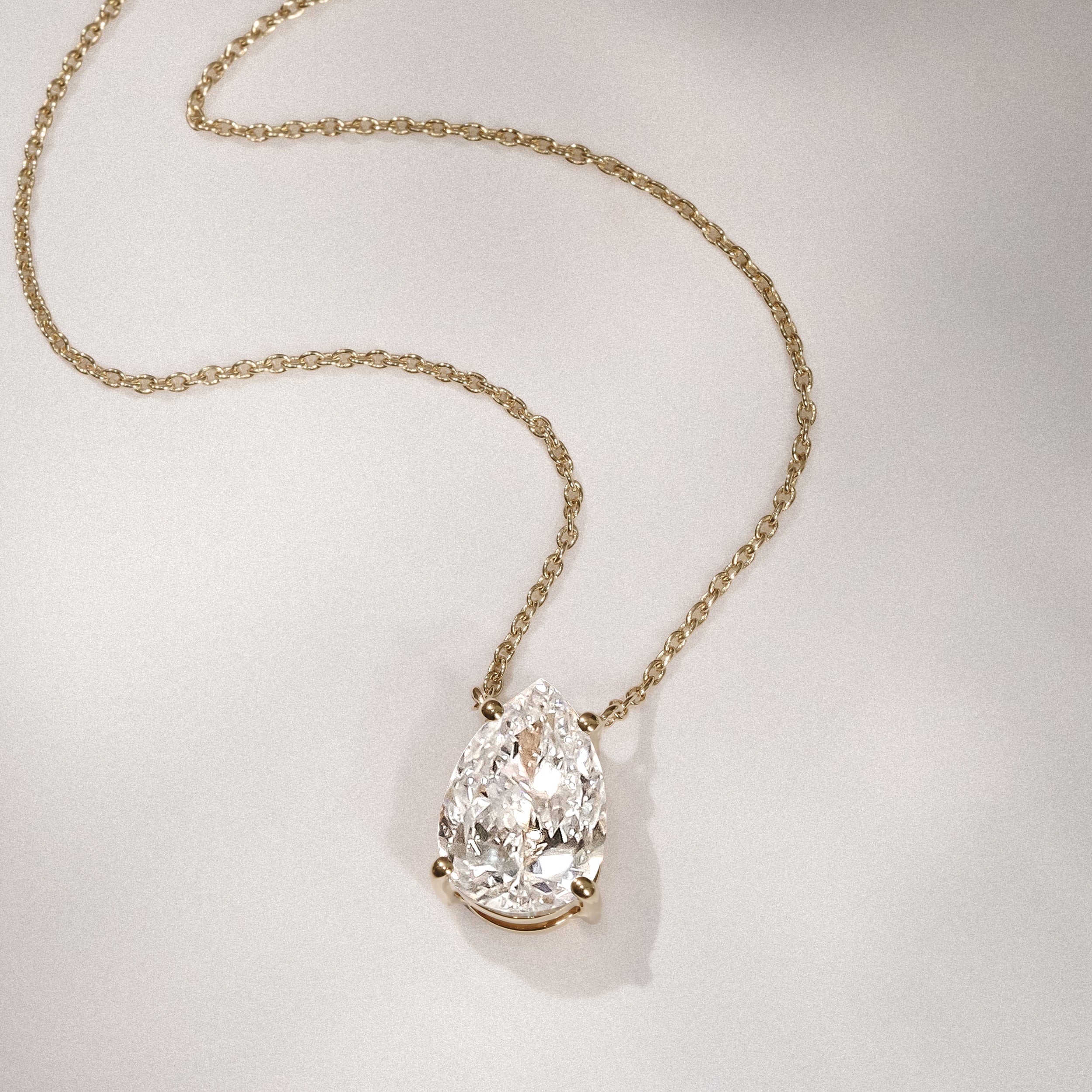 Wanderlust Floating Pear Cut Lab Diamond Solitaire Necklace 2.00ct H/SI in 9K Gold,Premium