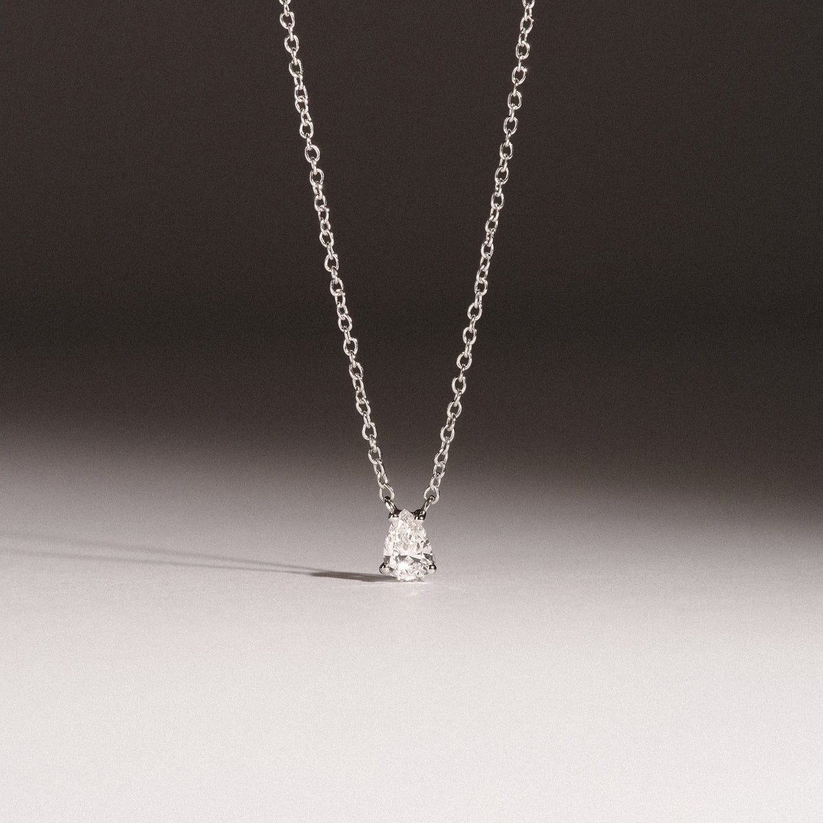 Wanderlust Floating Pear Cut Lab Diamond Solitaire Necklace 0.25ct H/SI in 925 Silver