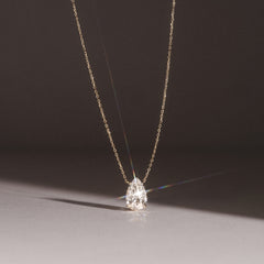 Wanderlust 3.00ct Floating Pear Cut Lab Diamond Necklaces in 9K Yellow Gold