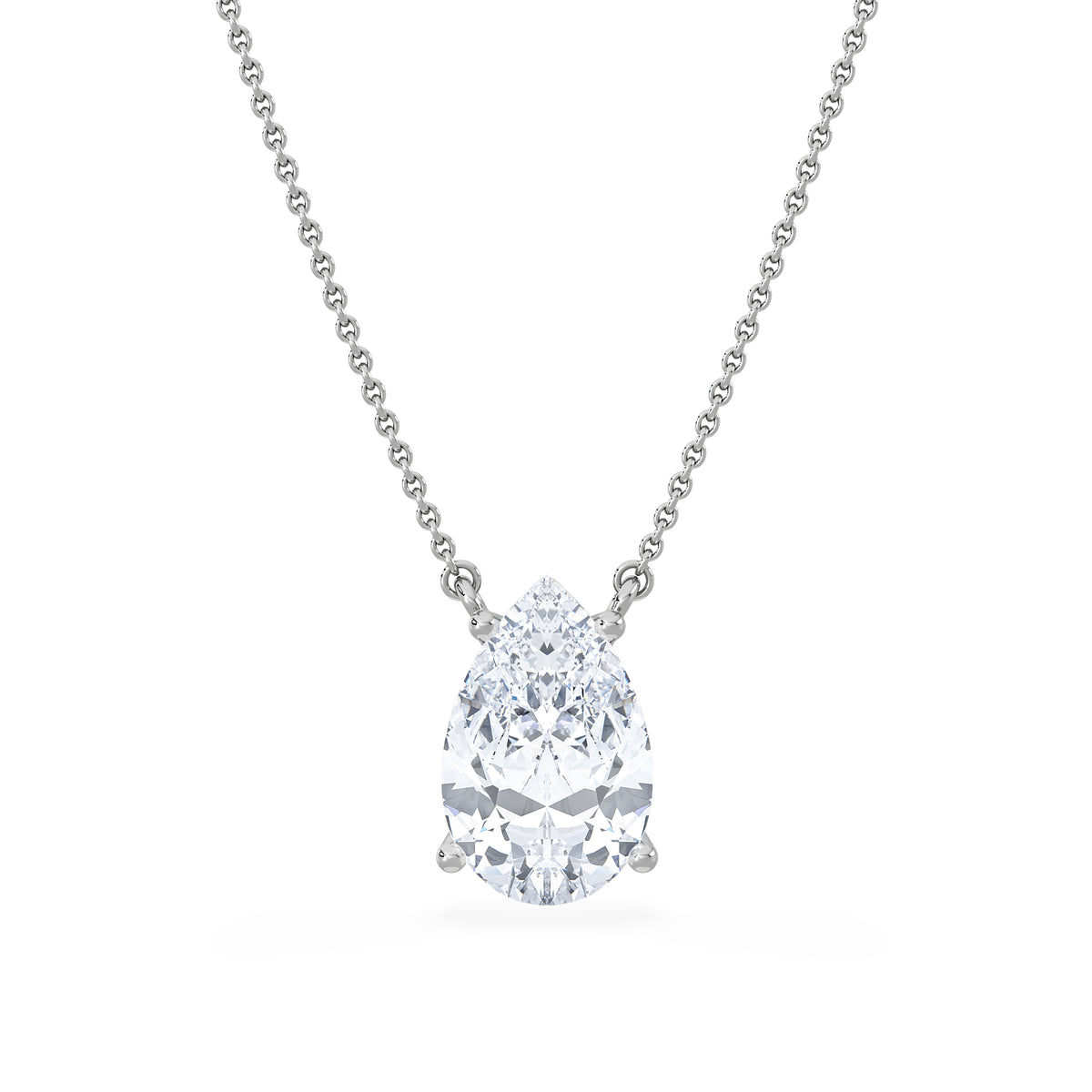 Wanderlust 3.00ct Floating Pear Cut Lab Diamond Necklaces in 9K White Gold