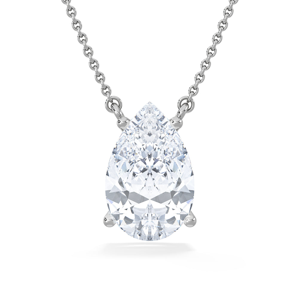 Wanderlust 3.00ct Floating Pear Cut Lab Diamond Necklaces in 9K White Gold
