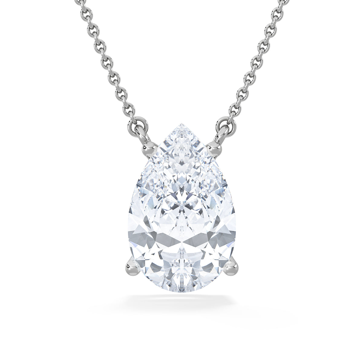 Wanderlust 3.00ct Floating Pear Cut Lab Diamond Necklaces in 9K White Gold