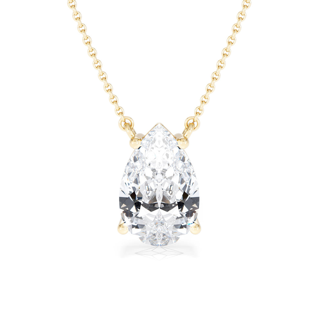 Wanderlust 3.00ct Floating Pear Cut Lab Diamond Necklaces in 9K Yellow Gold
