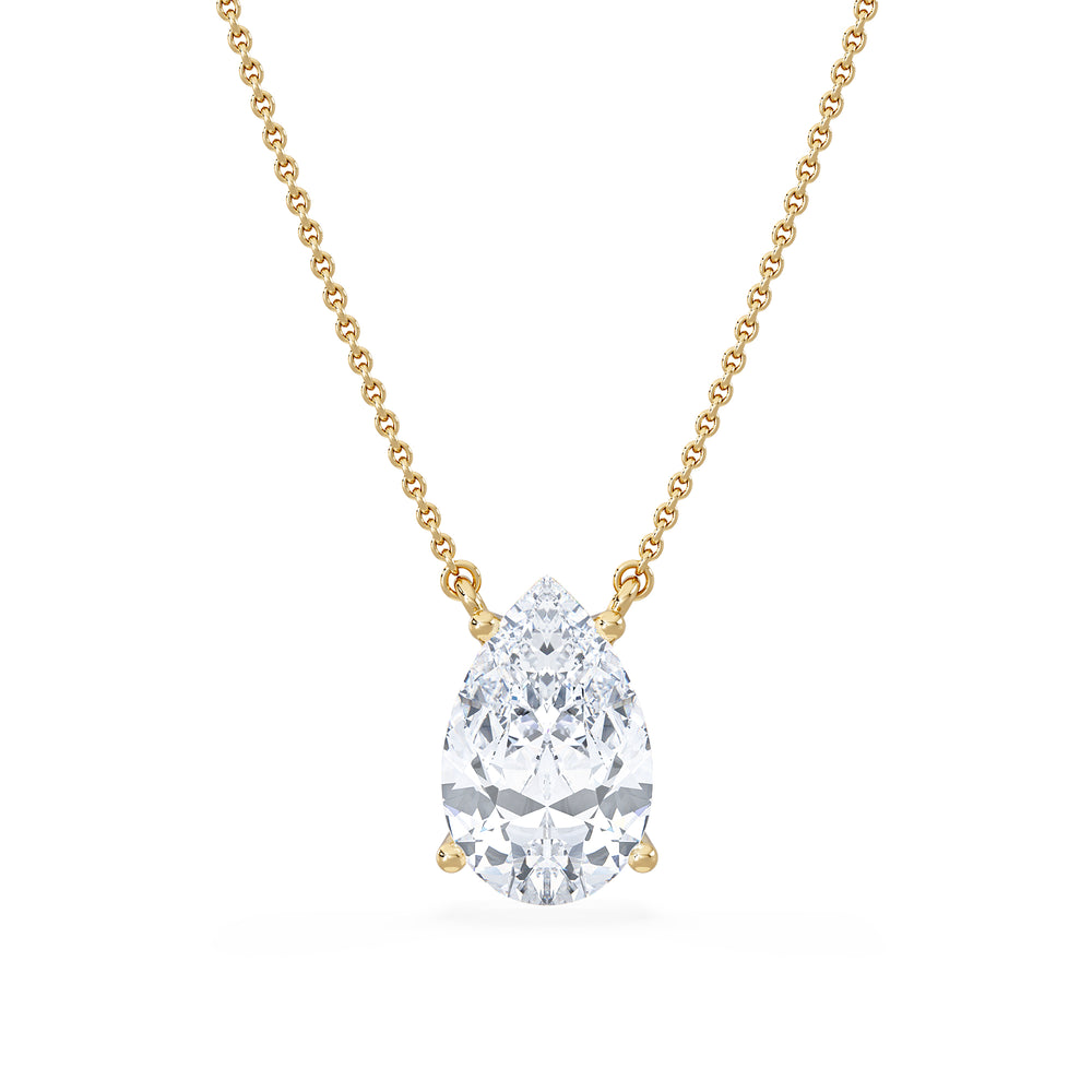 Wanderlust 3.00ct Floating Pear Cut Lab Diamond Necklaces in 9K Yellow Gold