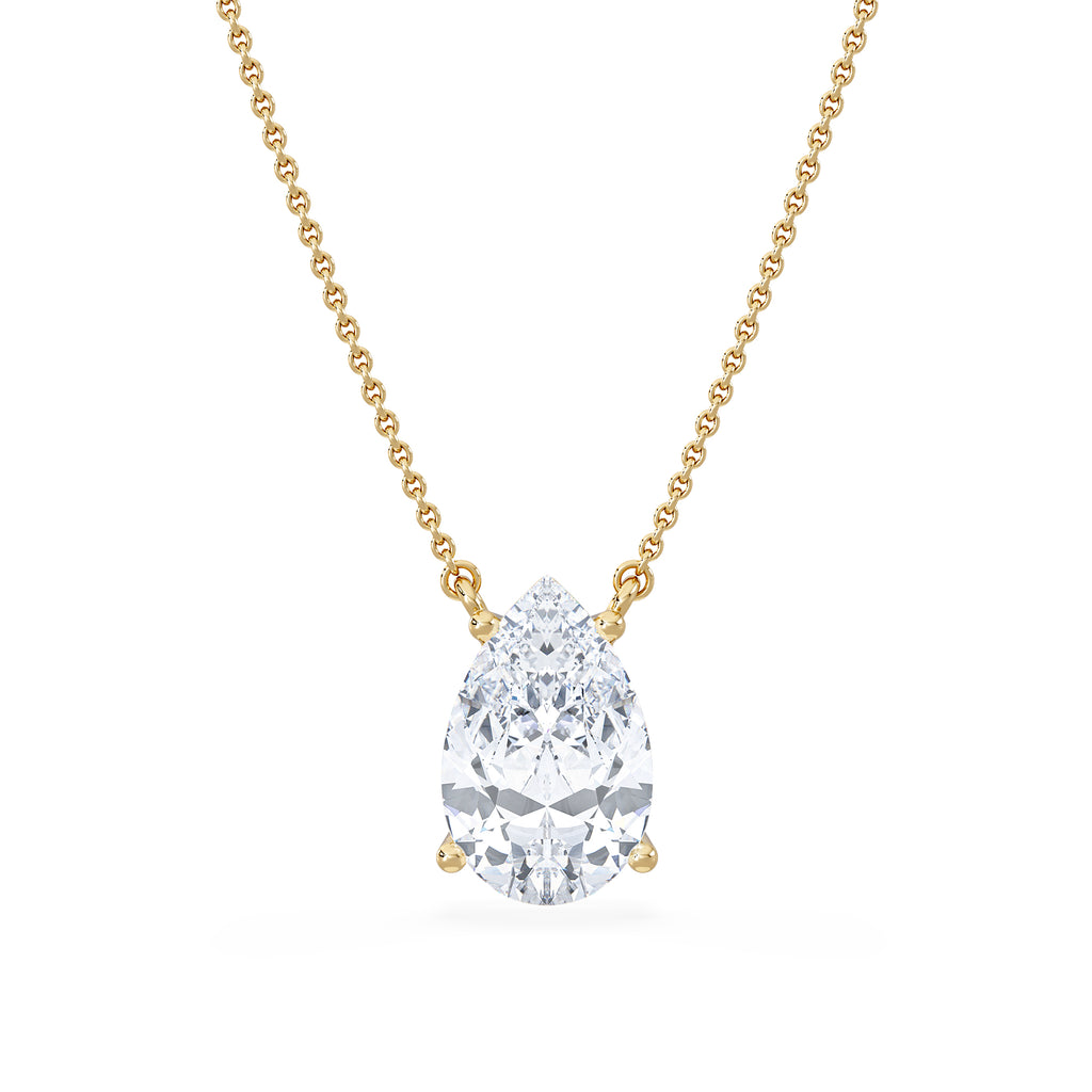Wanderlust 3.00ct Floating Pear Cut Lab Diamond Necklaces in 9K Yellow Gold