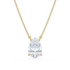 Wanderlust 3.00ct Floating Pear Cut Lab Diamond Necklaces in 9K Yellow Gold