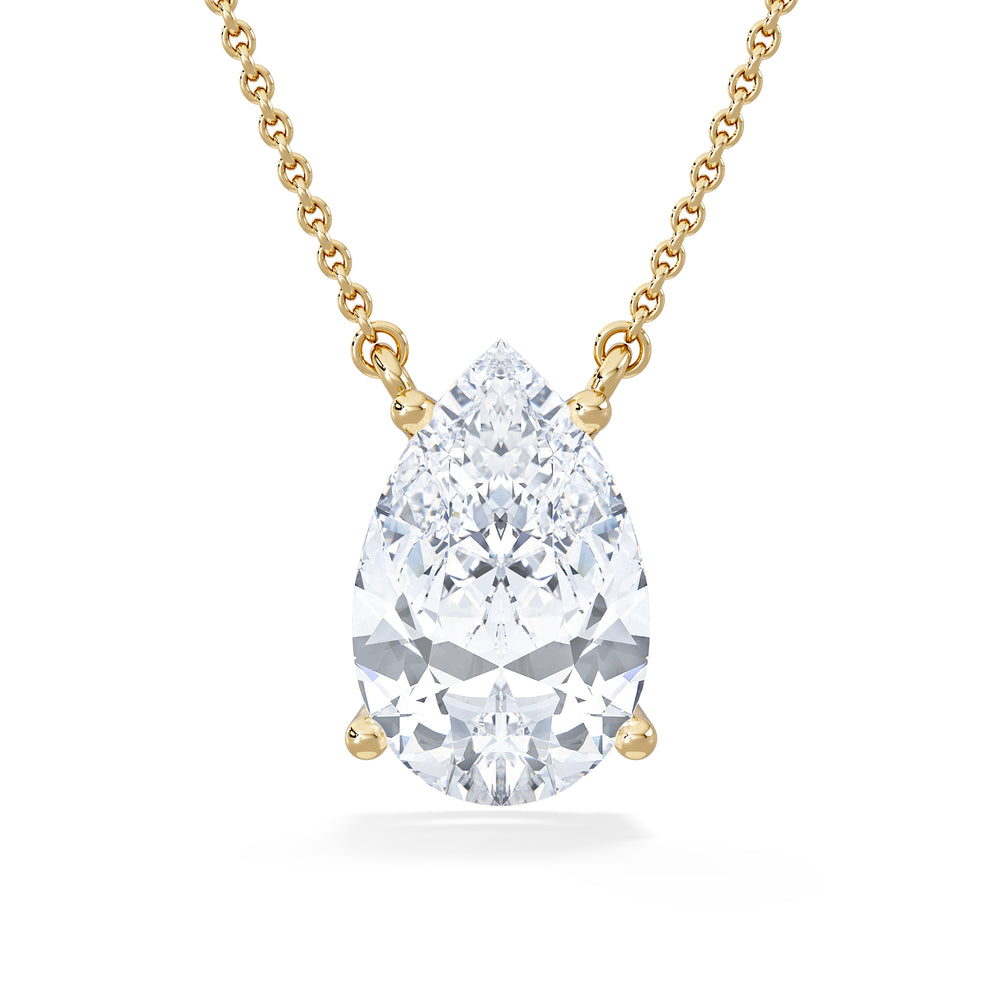 Wanderlust 3.00ct Floating Pear Cut Lab Diamond Necklaces in 9K Yellow Gold