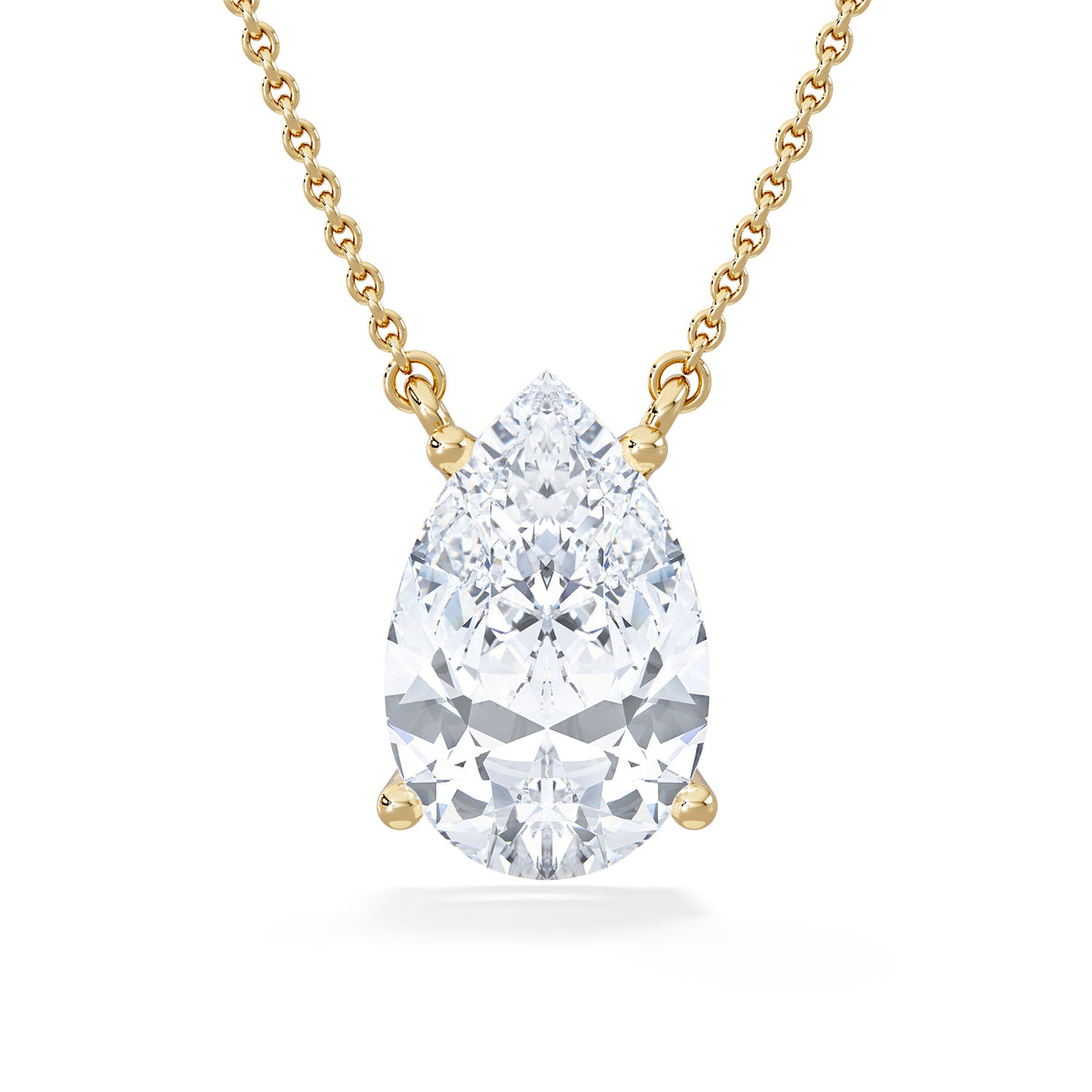Wanderlust 3.00ct Floating Pear Cut Lab Diamond Necklaces in 9K Yellow Gold