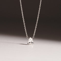 Wanderlust Floating Pear Cut Lab Diamond Solitaire Necklace 0.33ct H/SI in 925 Silver