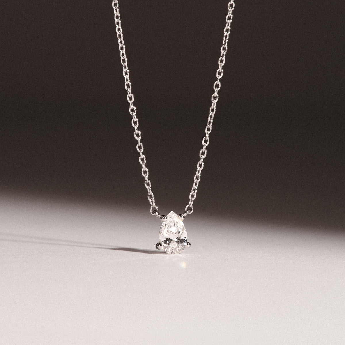 Wanderlust Floating Pear Cut Lab Diamond Solitaire Necklace 0.33ct H/SI in 925 Silver