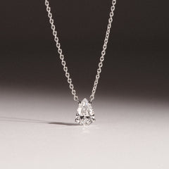 Wanderlust Floating Pear Cut Lab Diamond Solitaire Necklace in 0.50ct H/SI 9K White Gold