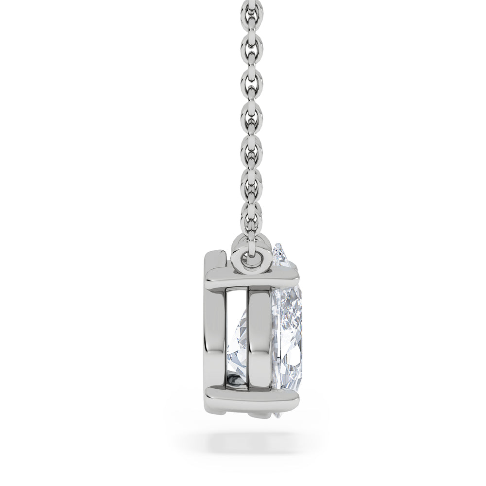 Wanderlust Floating Pear Cut Lab Diamond Solitaire Necklace 1.00ct H/Si in 9K White Gold