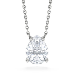 Wanderlust Floating Pear Cut Lab Diamond Solitaire Necklace 1.50ct H/Si in 9K White Gold