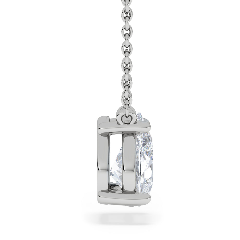 Wanderlust Floating Pear Cut Lab Diamond Solitaire Necklace 1.50ct H/Si in 9K White Gold