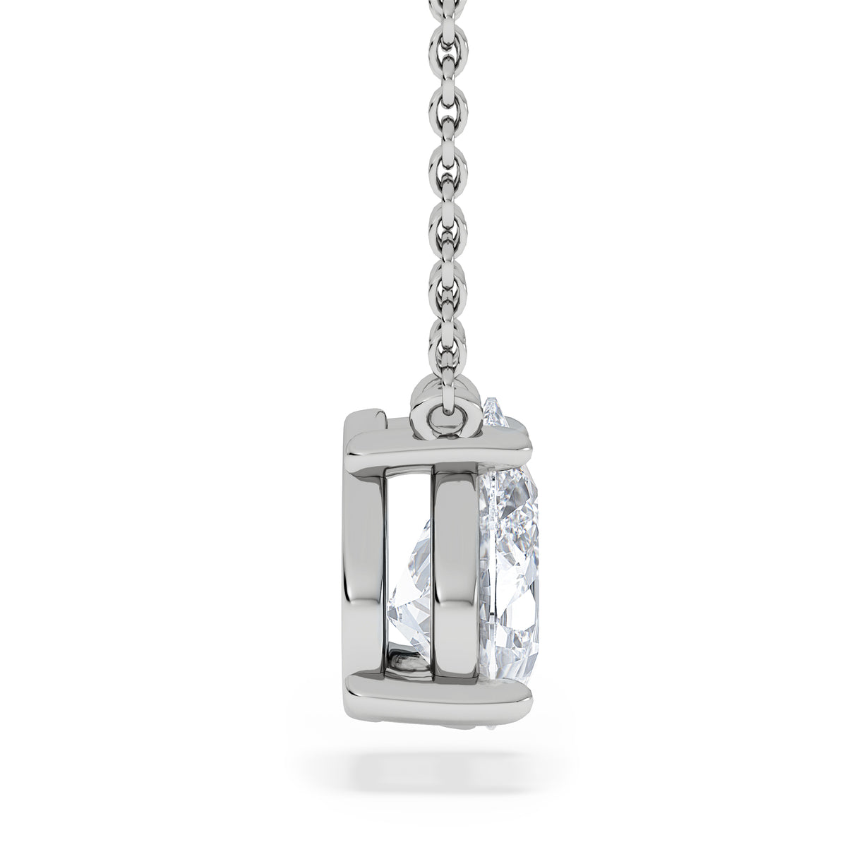 Wanderlust Floating Pear Cut Lab Diamond Solitaire Necklace 1.50ct H/Si in 9K White Gold