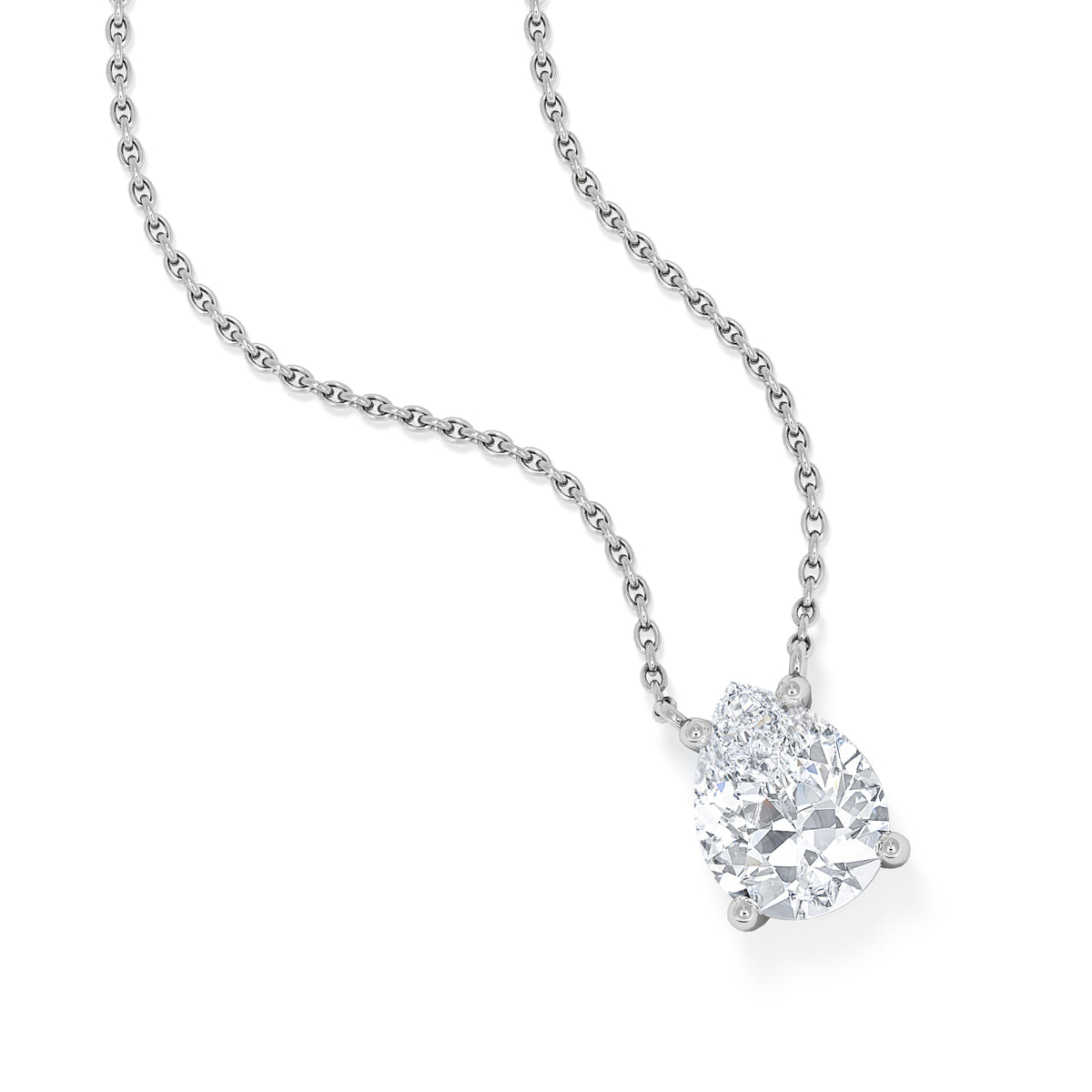 Wanderlust Floating Pear Cut Lab Diamond Solitaire Necklace 1.50ct H/Si in 9K White Gold