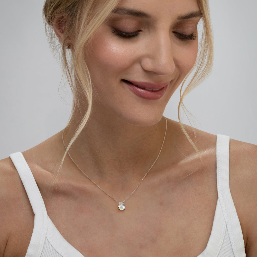 Wanderlust Floating Pear Cut Lab Diamond Solitaire Necklace 1.50ct H/Si in 9K White Gold