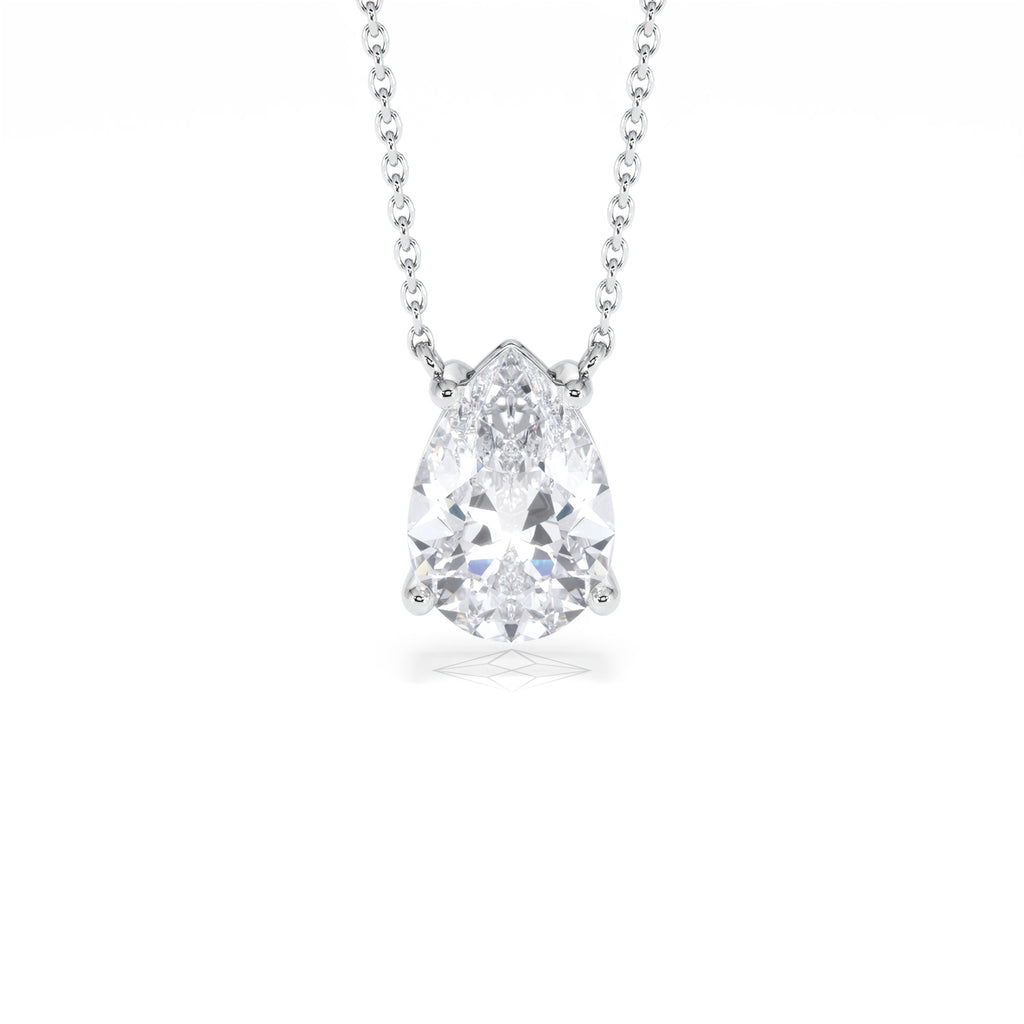 Wanderlust Floating Pear Cut Lab Diamond Solitaire Necklace 2.00ct H/SI in 9K White Gold