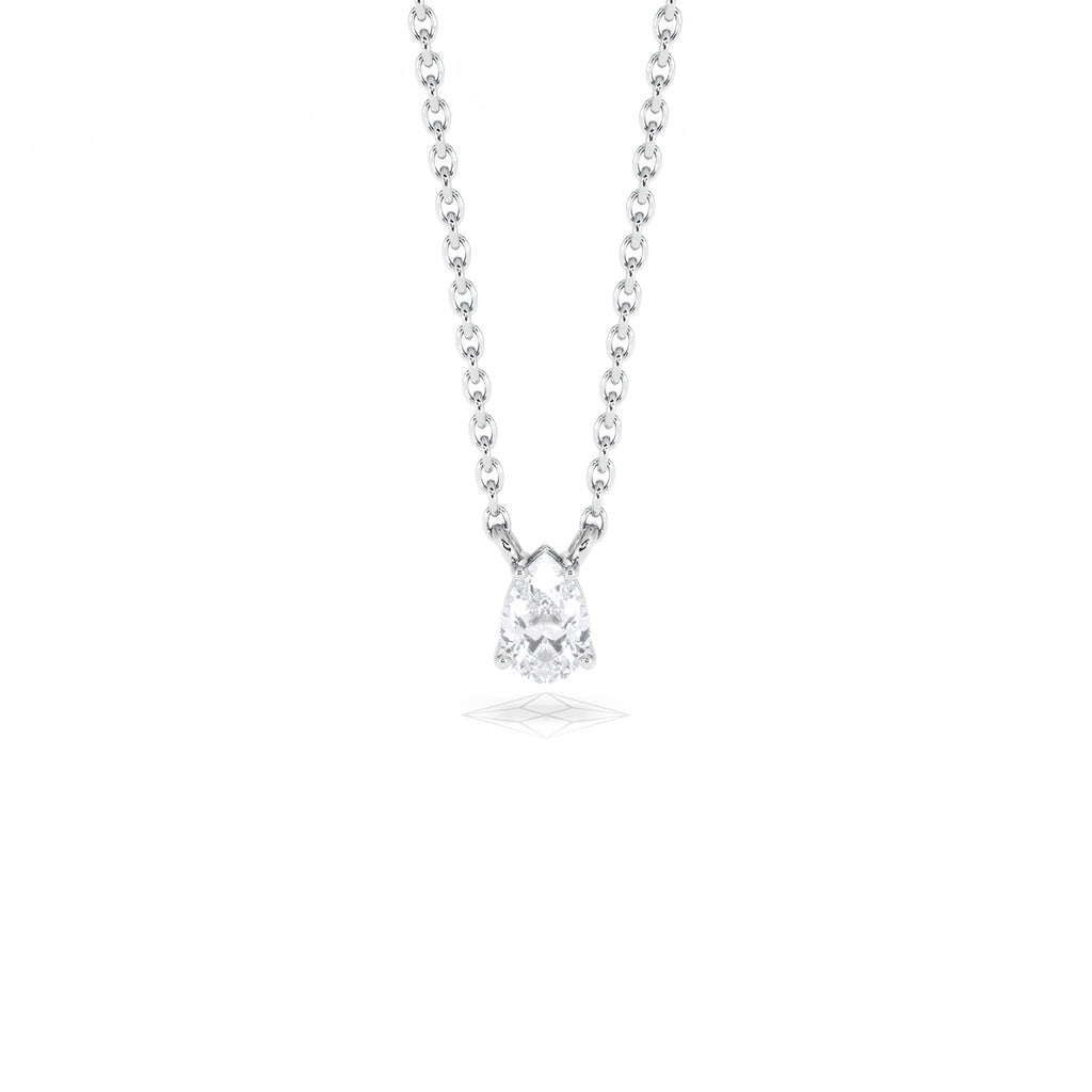 Wanderlust Floating Pear Cut Lab Diamond Solitaire Necklace 0.25ct H/SI in 925 Silver