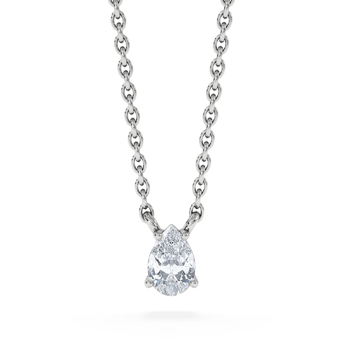 Wanderlust Floating Pear Cut Lab Diamond Solitaire Necklace 0.25ct H/SI in 925 Silver