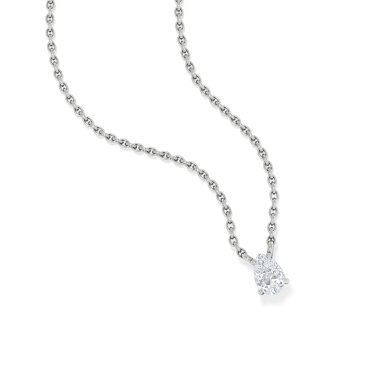 Wanderlust Floating Pear Cut Lab Diamond Solitaire Necklace 0.25ct H/SI in 925 Silver