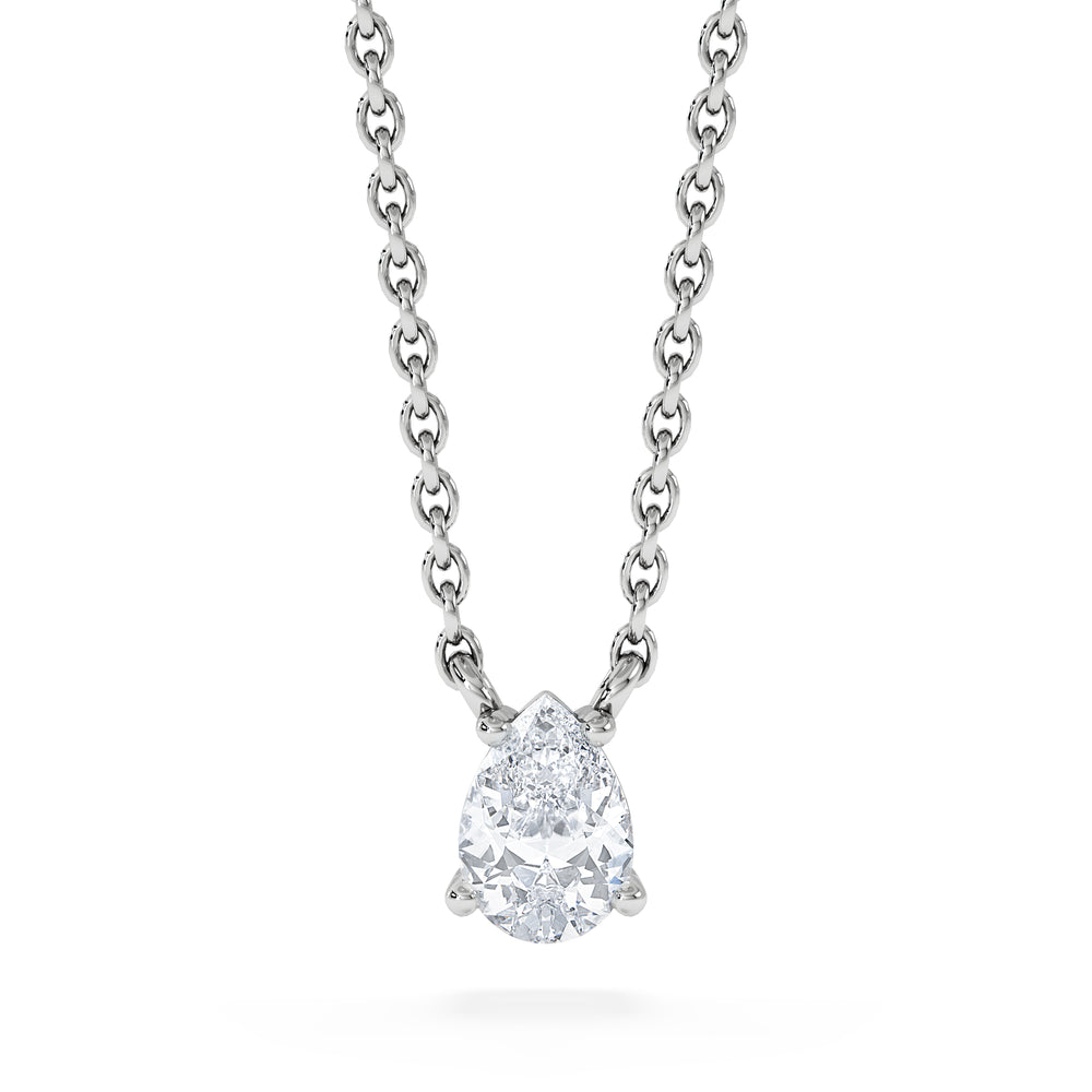 Wanderlust Floating Pear Cut Lab Diamond Solitaire Necklace 0.33ct H/SI in 925 Silver