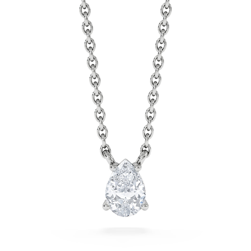 Wanderlust Floating Pear Cut Lab Diamond Solitaire Necklace 0.33ct H/SI in 925 Silver