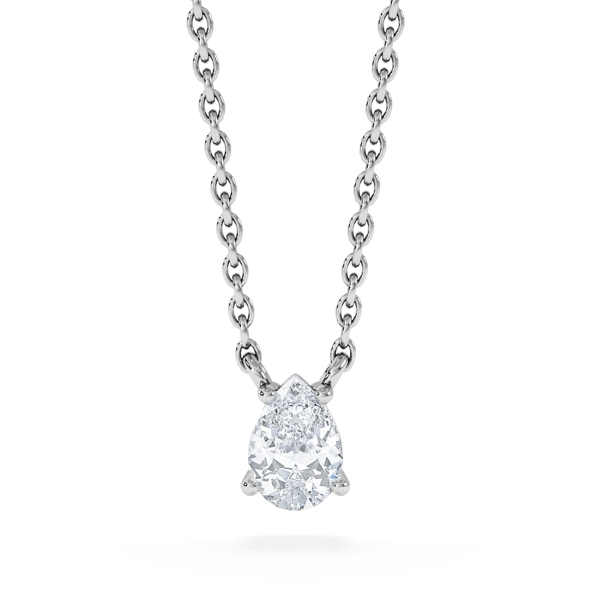 Wanderlust Floating Pear Cut Lab Diamond Solitaire Necklace 0.33ct H/SI in 925 Silver