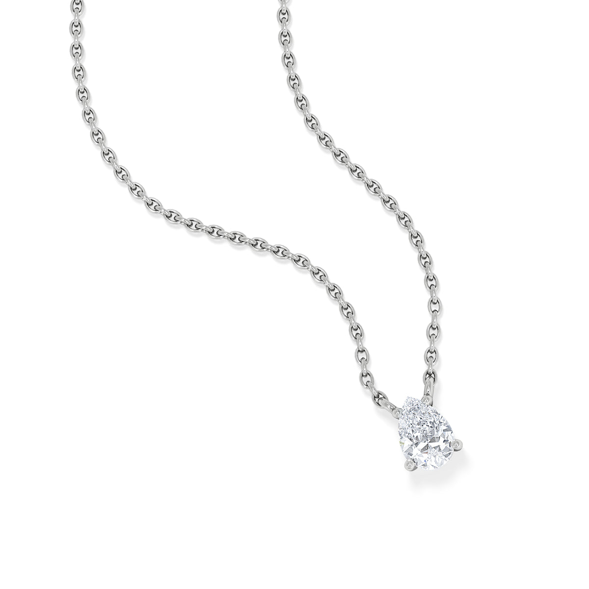 Wanderlust Floating Pear Cut Lab Diamond Solitaire Necklace 0.33ct H/SI in 925 Silver
