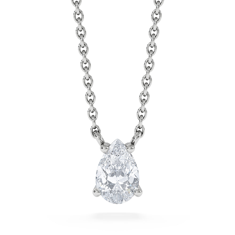 Wanderlust Floating Pear Cut Lab Diamond Solitaire Necklace in 0.50ct H/SI 9K White Gold