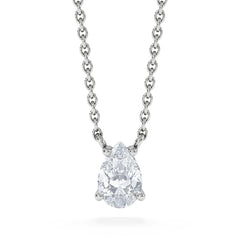 Wanderlust Floating Pear Cut Lab Diamond Solitaire Necklace in 0.50ct H/SI 9K White Gold