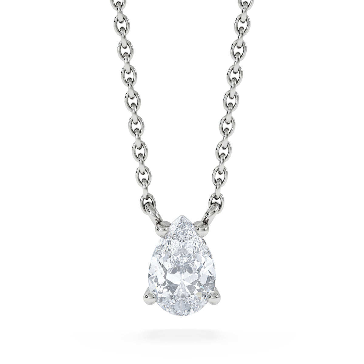 Wanderlust Floating Pear Cut Lab Diamond Solitaire Necklace in 0.50ct H/SI 9K White Gold