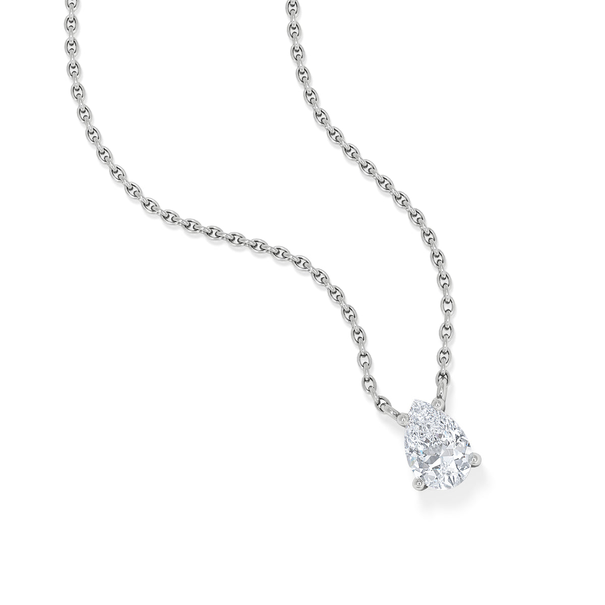 Wanderlust Floating Pear Cut Lab Diamond Solitaire Necklace in 0.50ct H/SI 9K White Gold