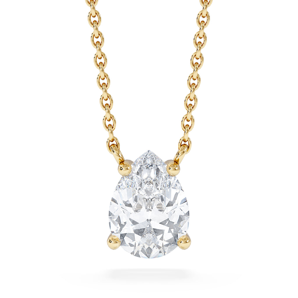 Wanderlust Floating Pear Cut Lab Diamond Solitaire Necklace 1.00ct H/SI in 9K Gold