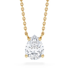 Wanderlust Floating Pear Cut Lab Diamond Solitaire Necklace 1.00ct H/SI in 9K Gold