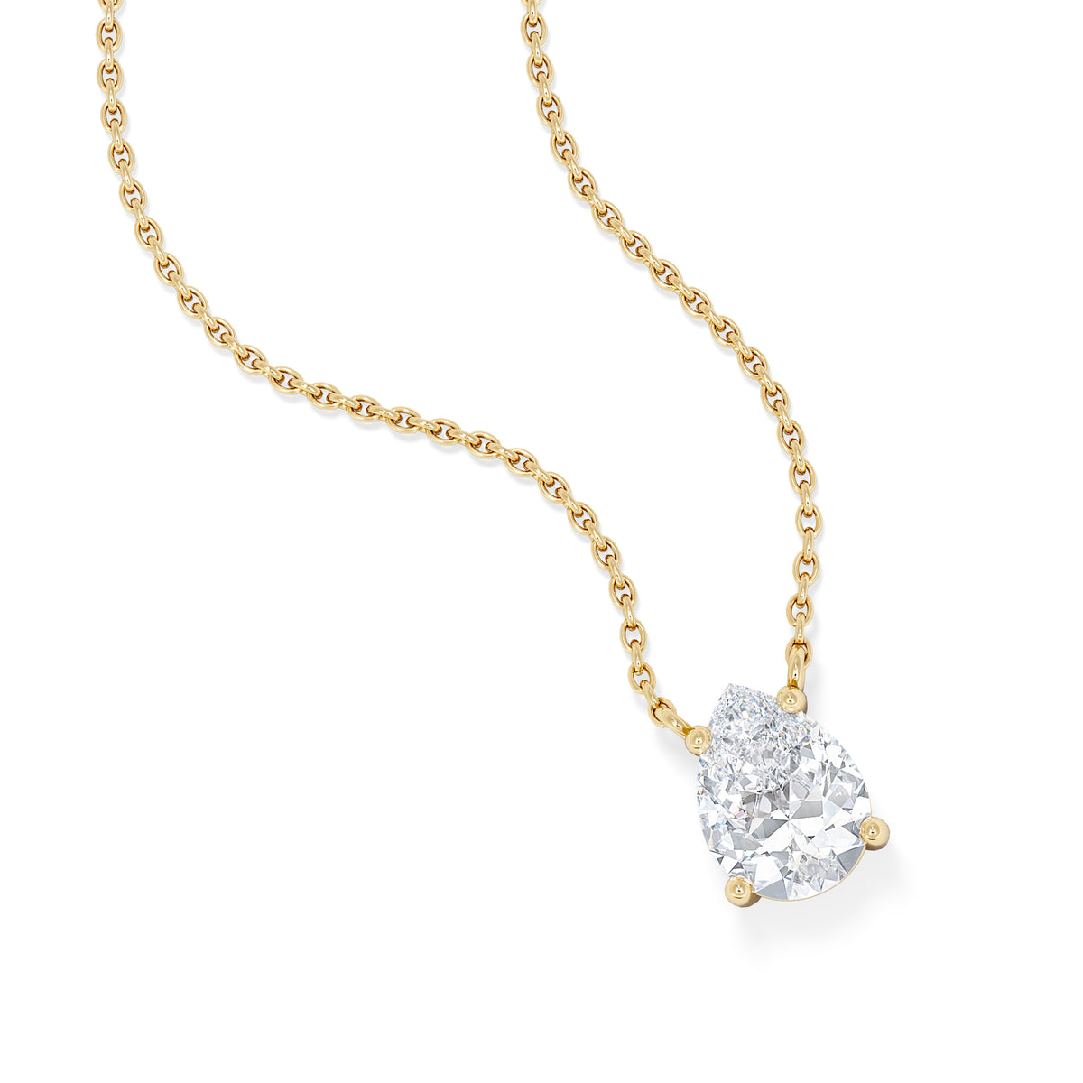 Wanderlust Floating Pear Cut Lab Diamond Solitaire Necklace 1.00ct H/SI in 9K Gold