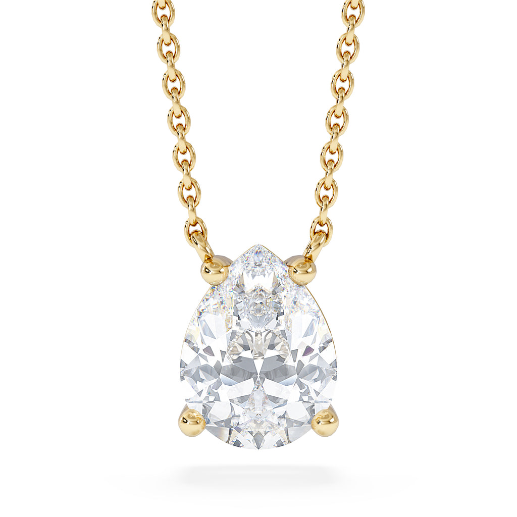 Wanderlust Floating Pear Cut Lab Diamond Solitaire Necklace 1.50ct H/SI in 9K Gold