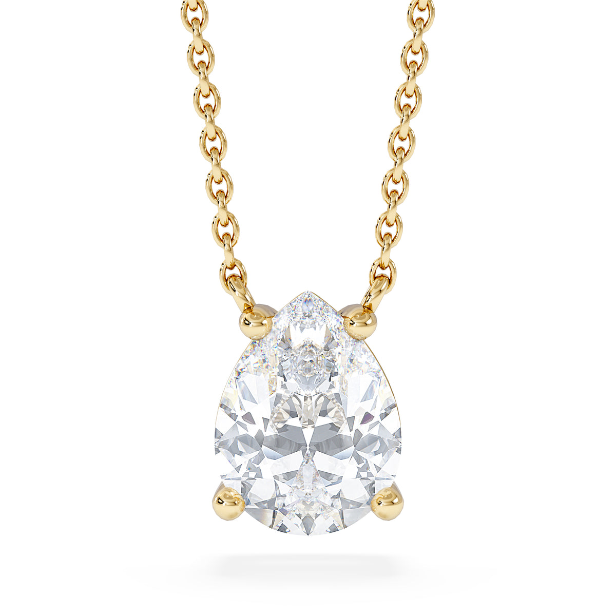 Wanderlust Floating Pear Cut Lab Diamond Solitaire Necklace 1.50ct H/SI in 9K Gold