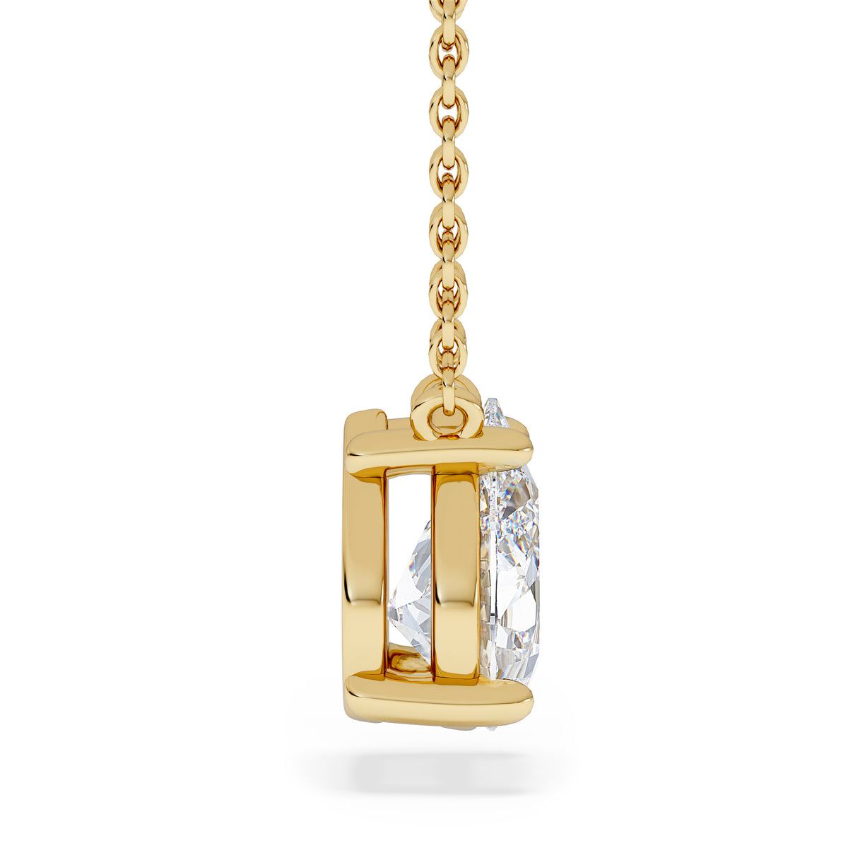 Wanderlust Floating Pear Cut Lab Diamond Solitaire Necklace 1.50ct H/SI in 9K Gold